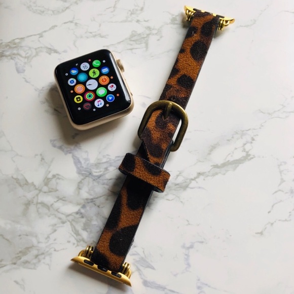 Pawsitively Posh Accessories - {MARJORIE} leather leopard Apple Watch Band strap